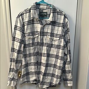 White and Black Plaid Button-Up Shirt